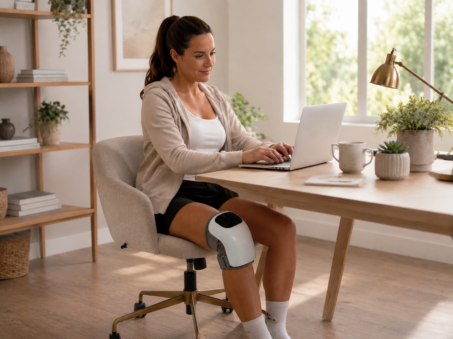 Step-by-step home routine using a wearable knee device