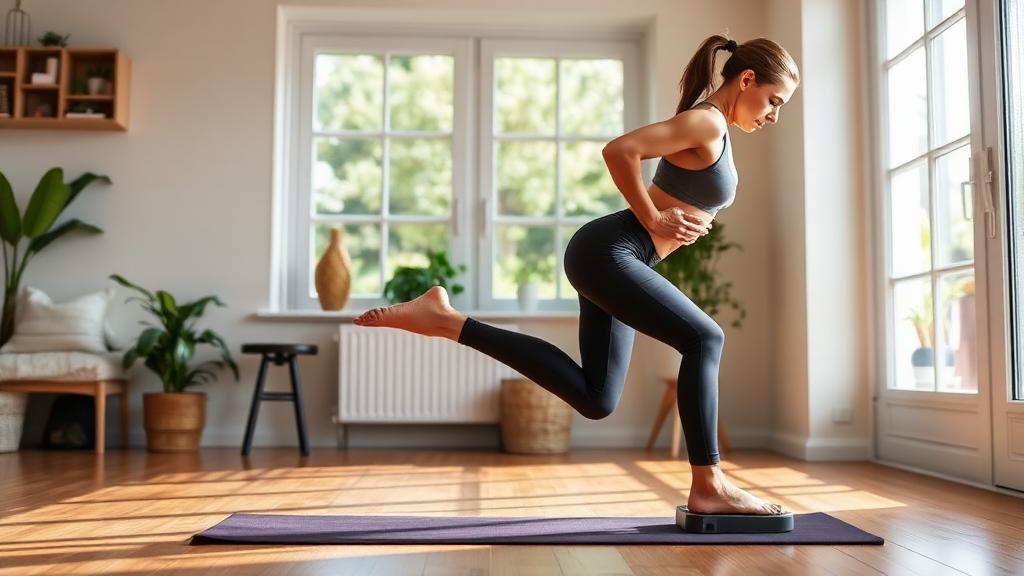 Person performing a standing hamstring stretch at home