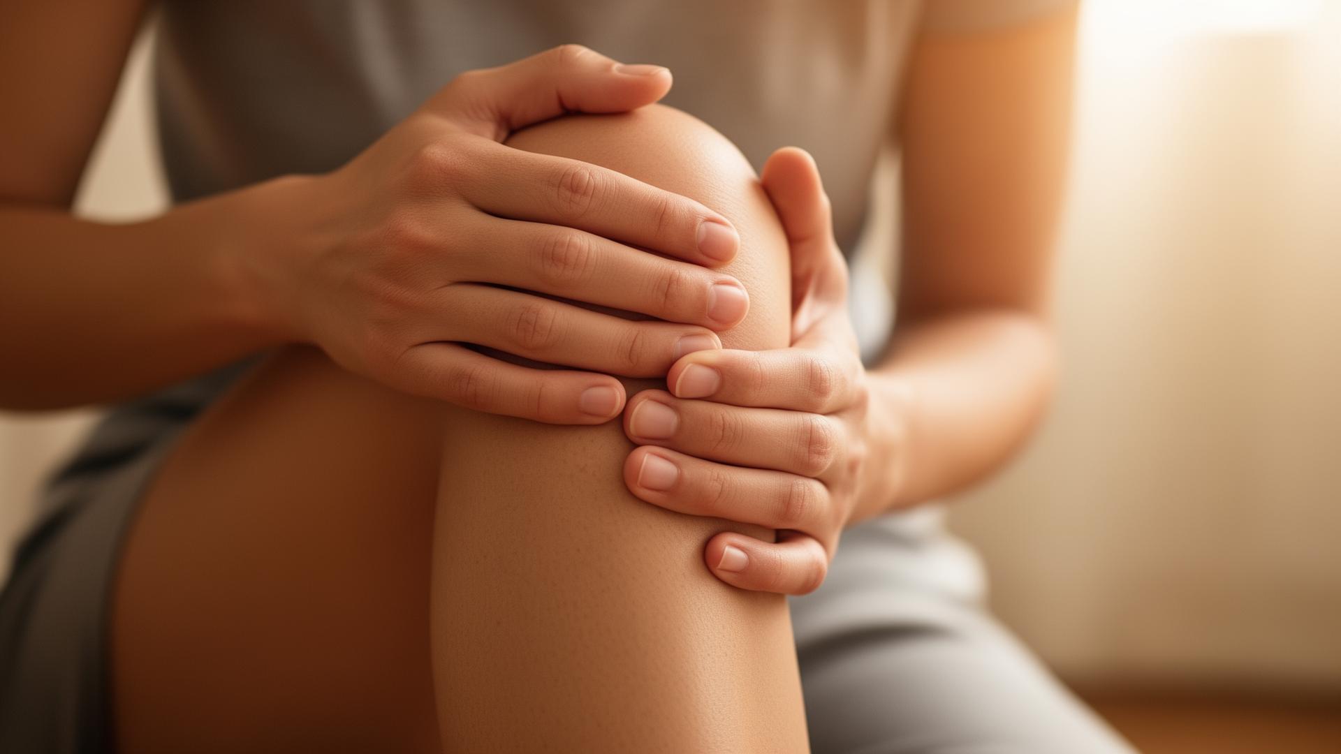 Person noting the movement and timing of a short intermittent knee pain episode
