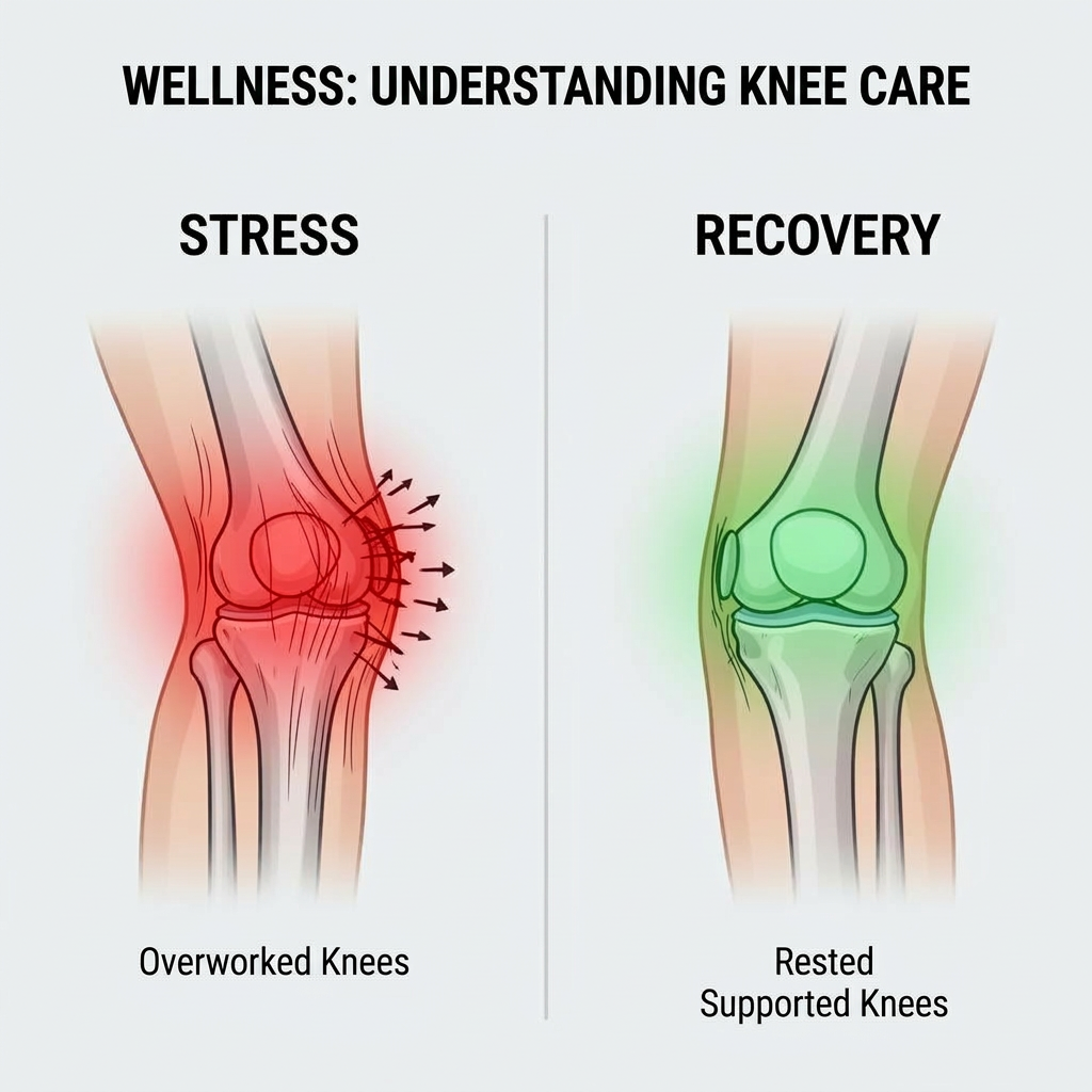 Illustration comparing knee stress and recovery states
