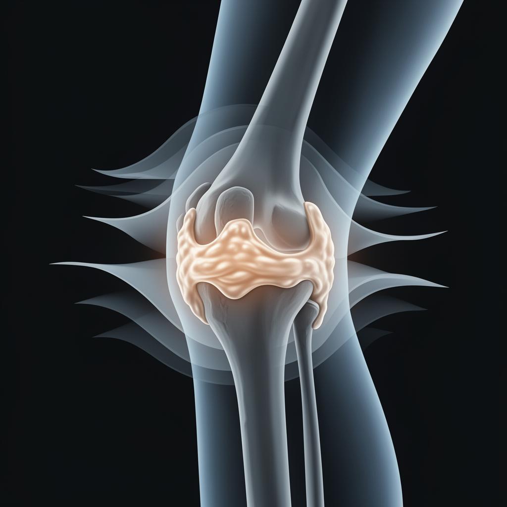 Joint stiffness concept after inactivity showing reduced movement in knee