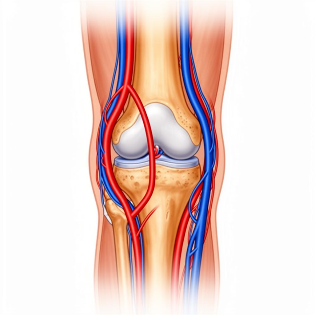 Diagram showing increased blood circulation in the knee joint