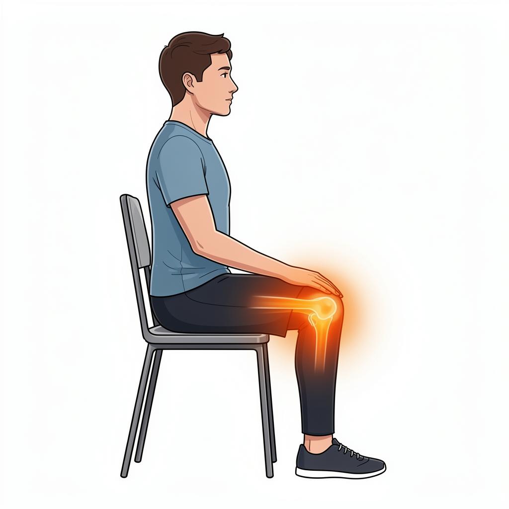 Illustration showing knee joint under compression during seated position