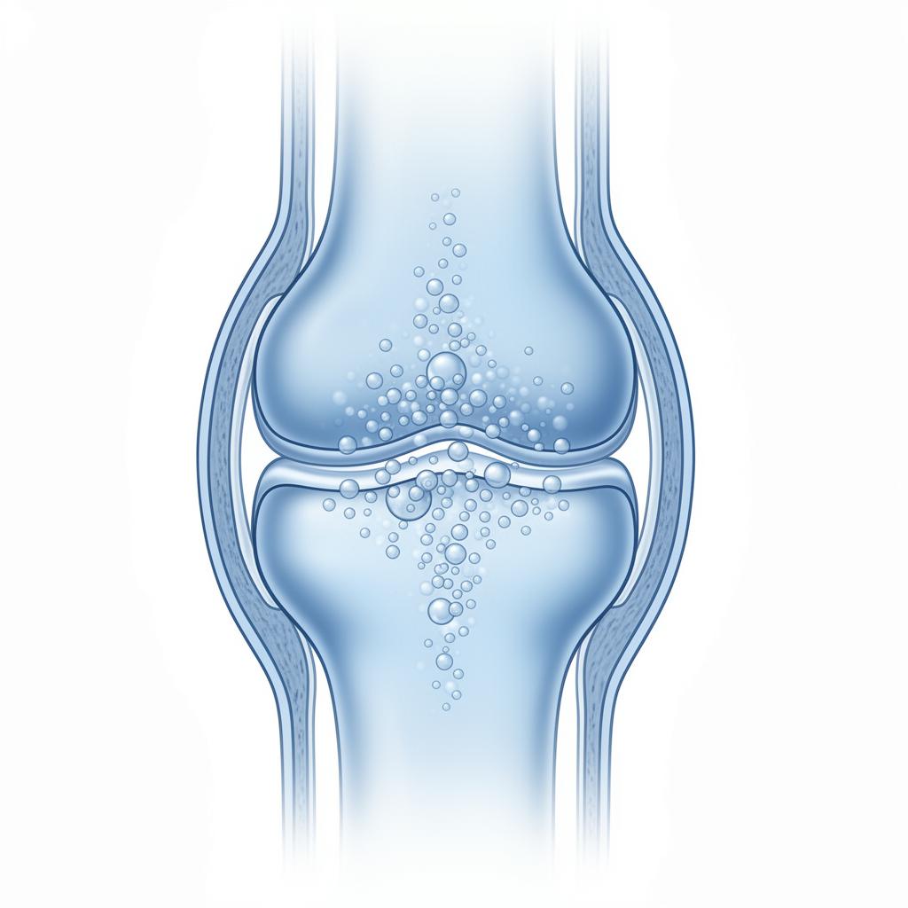 Illustration of gas bubbles releasing inside a joint capsule during movement