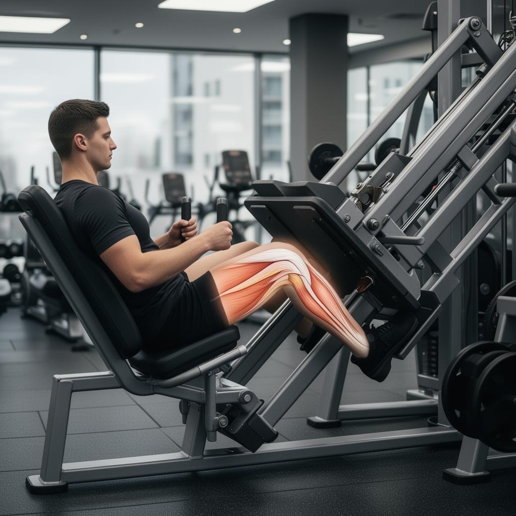 Knee stress distribution during leg press exercise in a gym