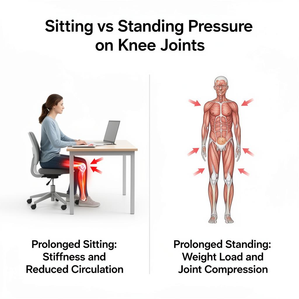 Comparison of sitting vs standing pressure on knee joints