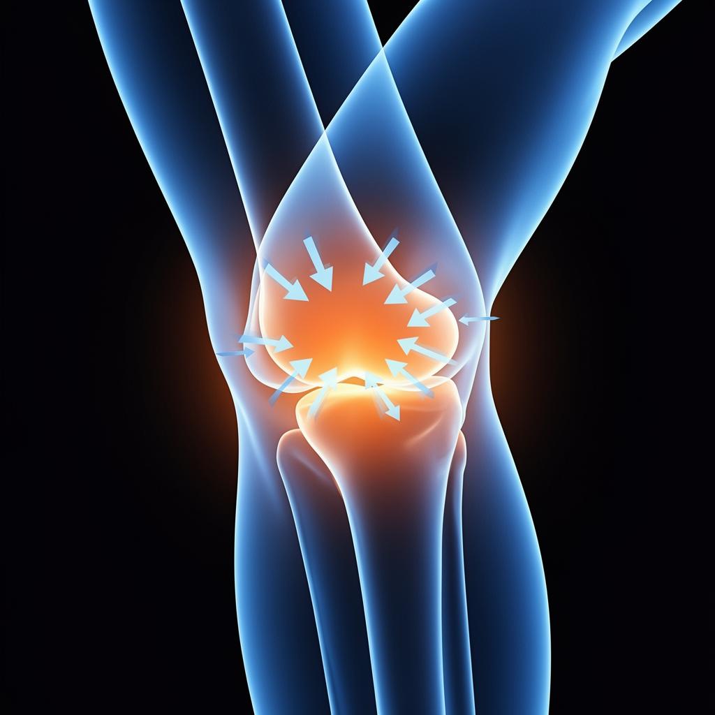 Kneecap pressure illustration showing force distribution during knee movement