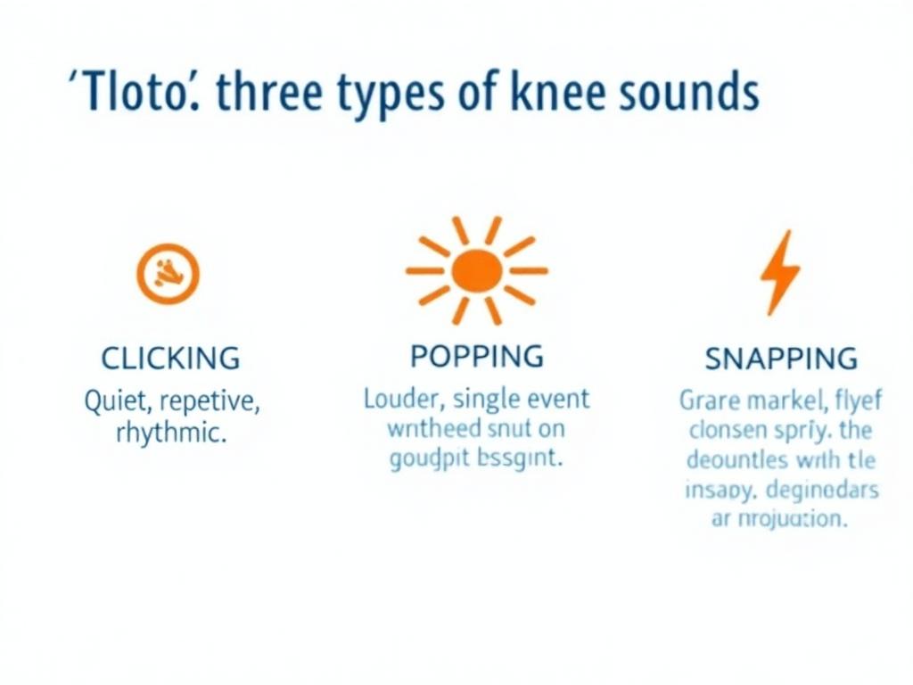 Diagram comparing clicking, popping, and snapping knee sounds with descriptions