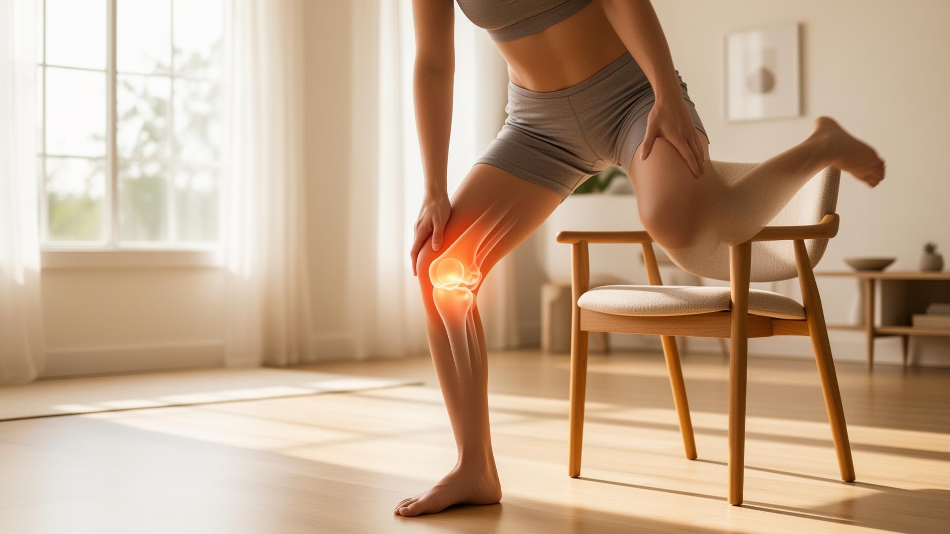 Person standing up from a chair demonstrating common knee movement patterns