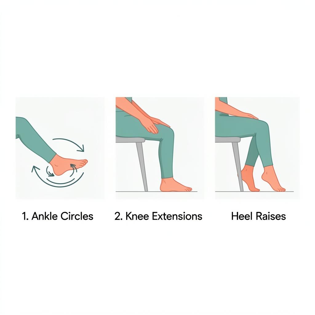 Three gentle seated micro-movements for knee health: ankle circles, seated knee extensions, and heel raises