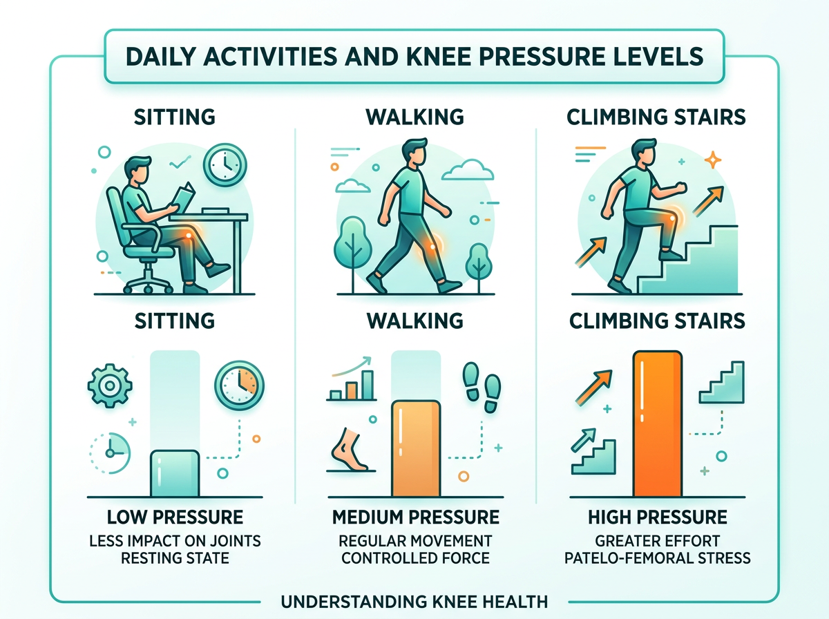 Comparison of knee pressure levels during sitting, walking, and climbing stairs