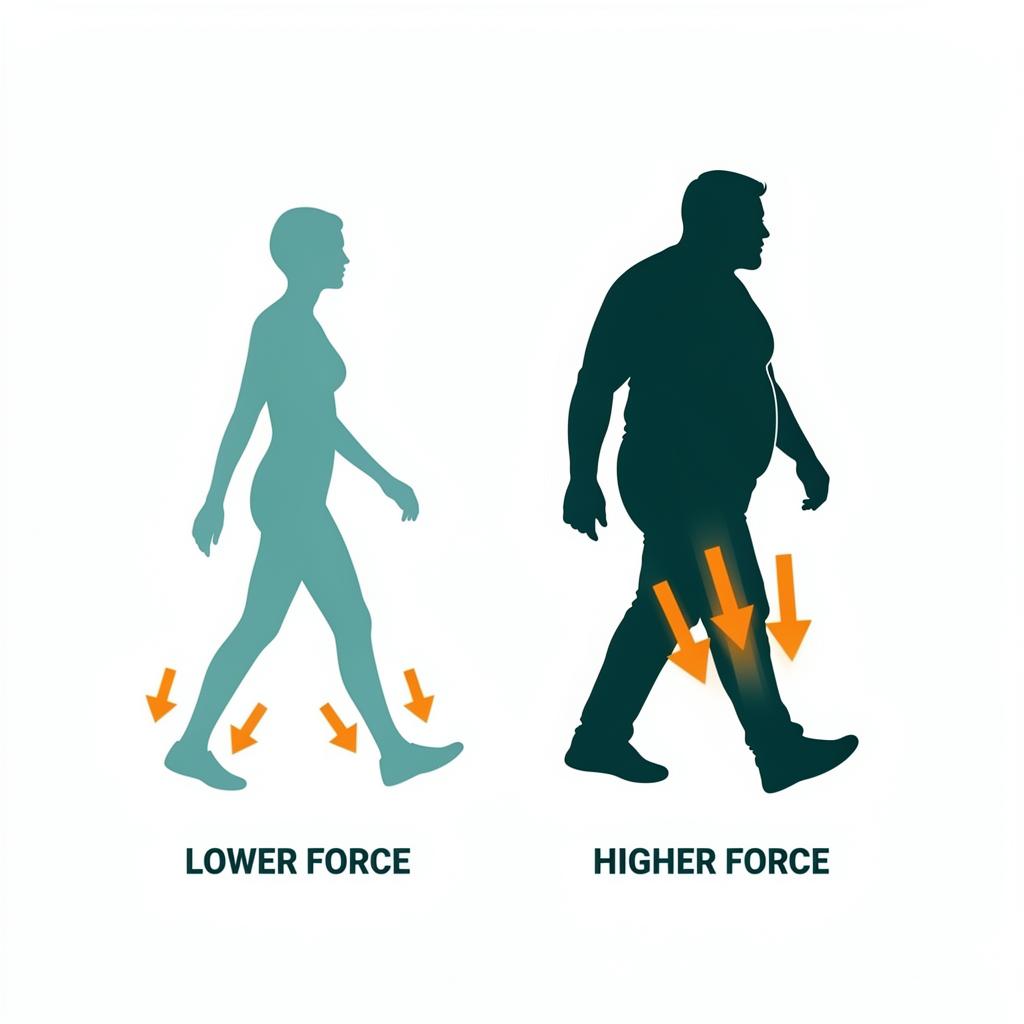 Comparison showing how different body weights create different levels of knee pressure
