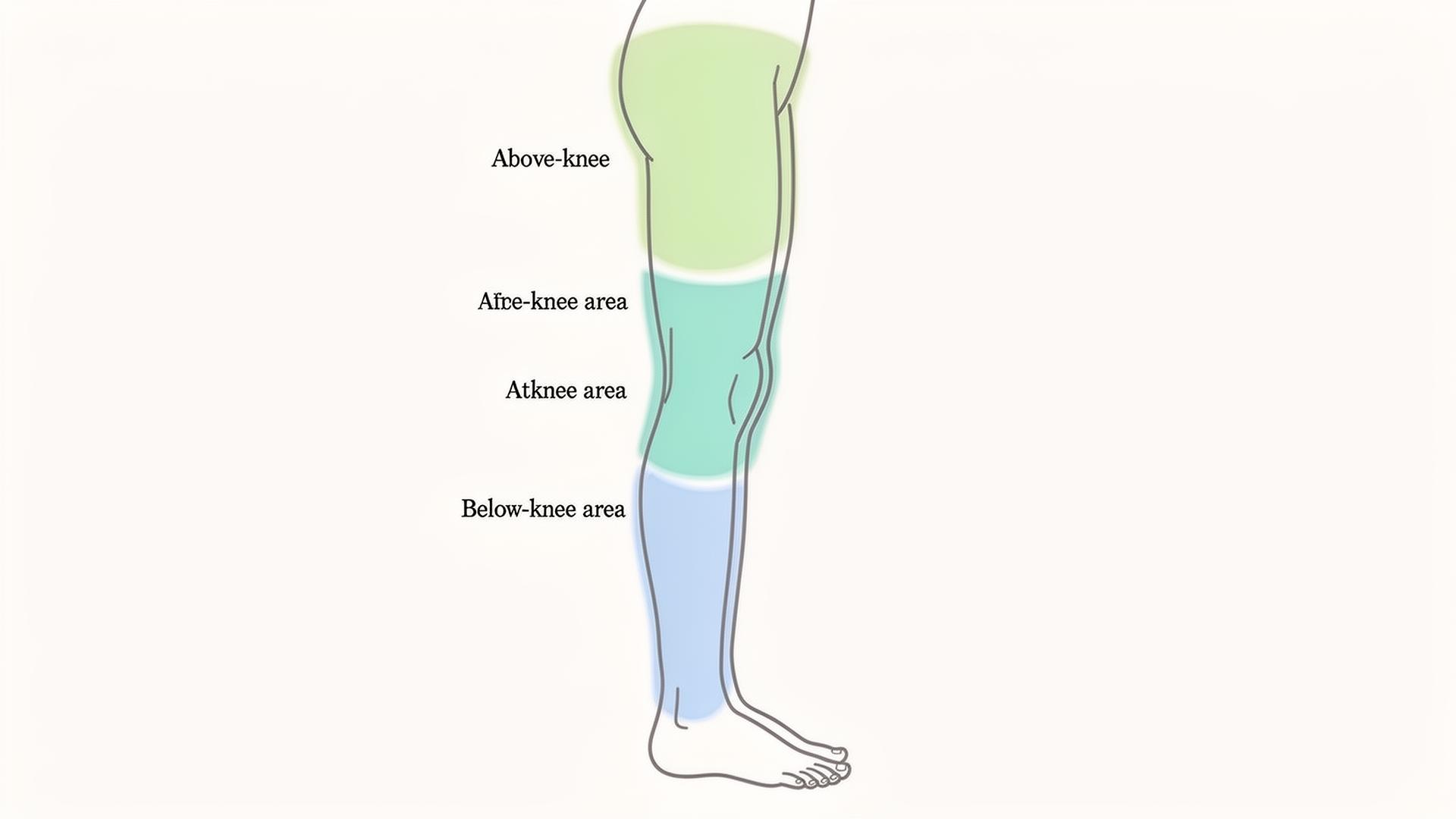 Comparison diagram showing three outer knee discomfort zones: above-knee, at-knee, and below-knee