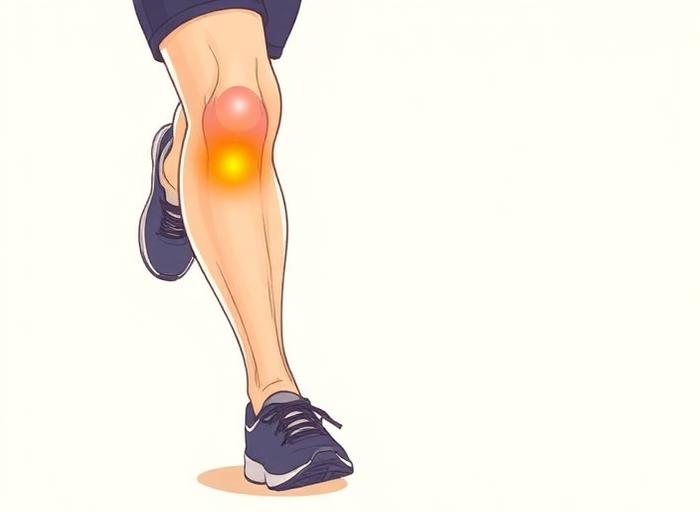 Diagram highlighting the front knee and patella area commonly affected in runners