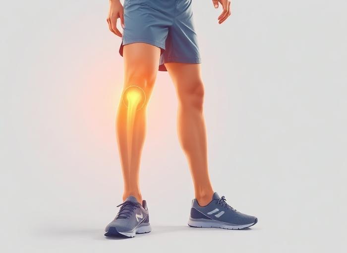 Diagram highlighting the inner medial knee area affected during running