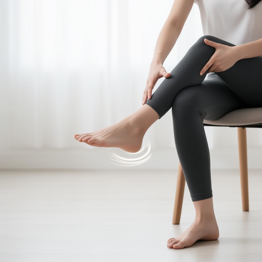 Ankle circles exercise — rotating foot in circular motion while seated