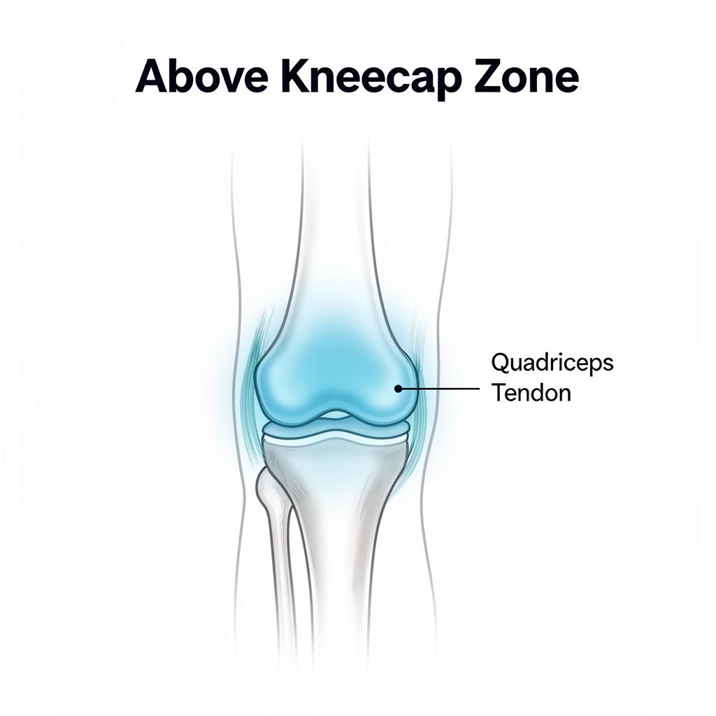 Knee pain location chart: above kneecap suprapatellar region