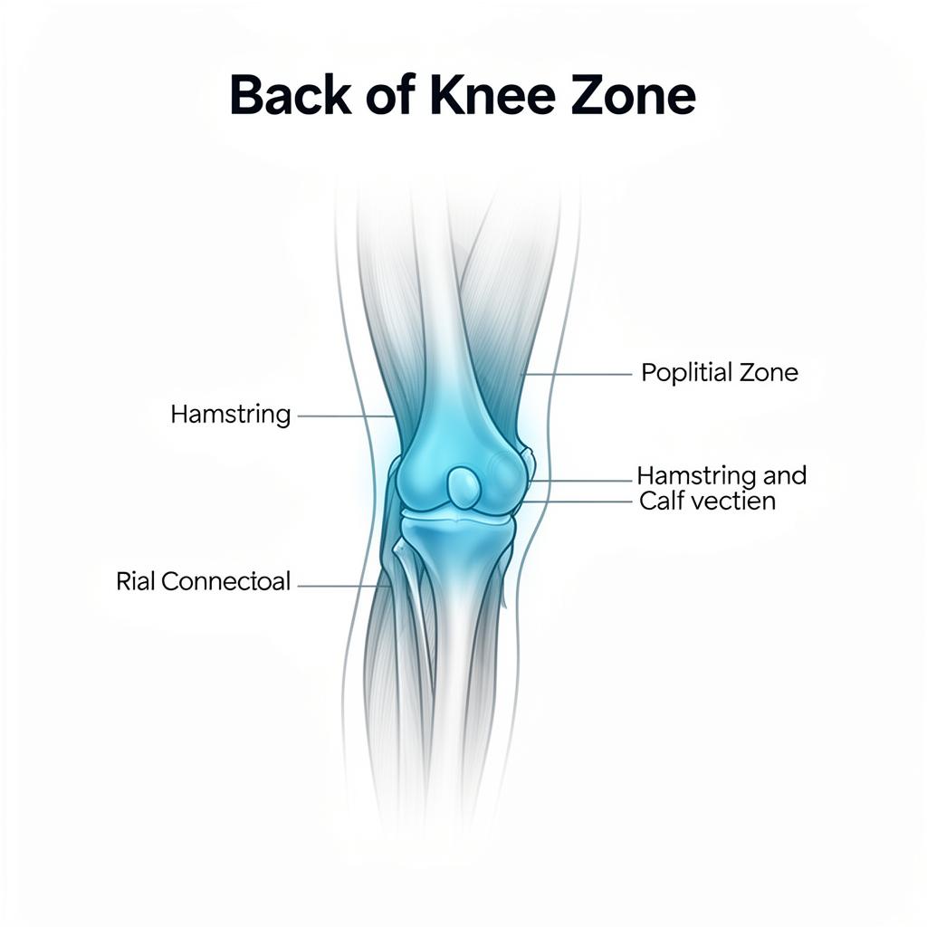 Knee pain location chart: back posterior popliteal knee zone
