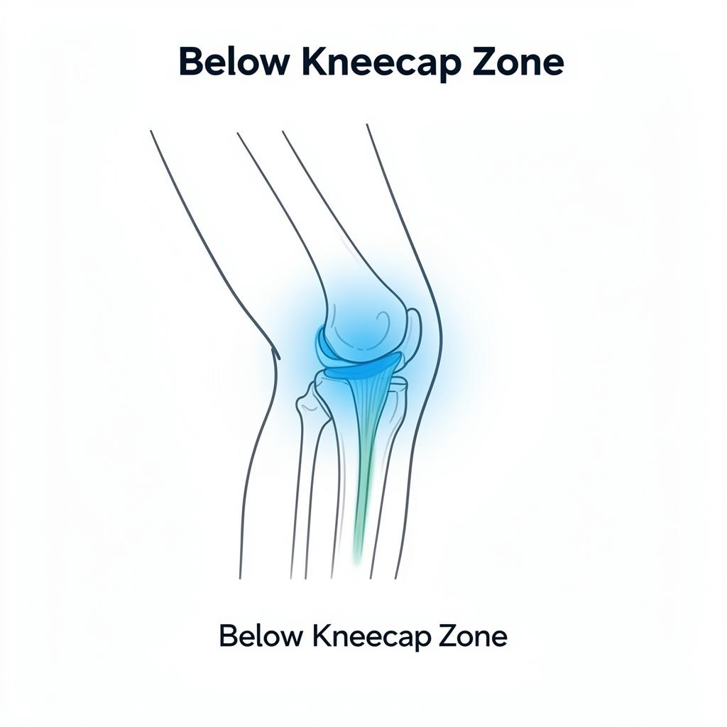 Knee pain location chart: below kneecap infrapatellar region