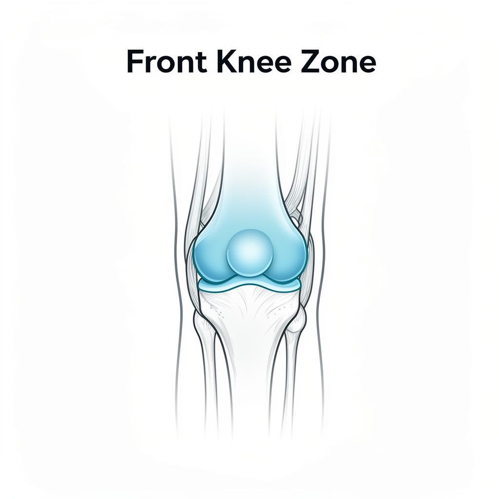 Knee pain location chart: front of knee patellar region diagram