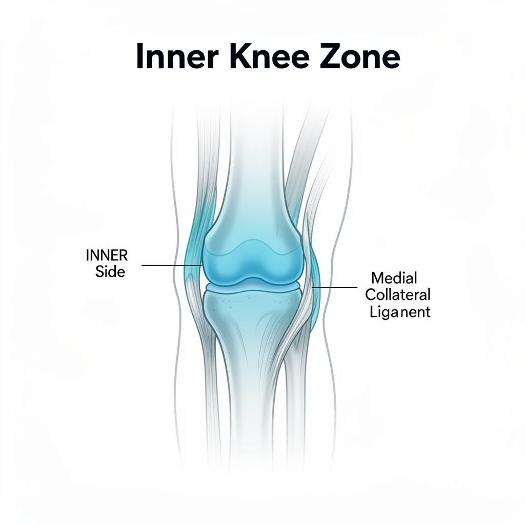 Knee pain location chart: inner medial knee zone