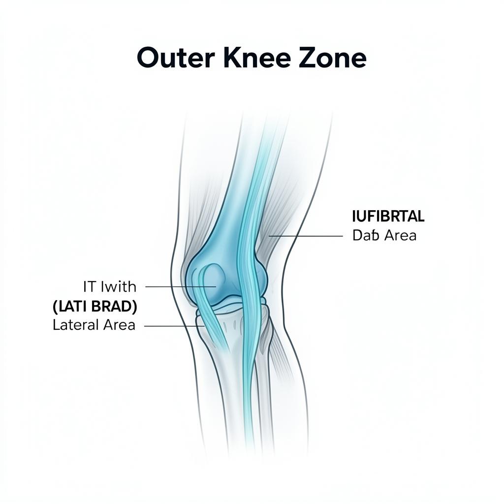 Knee pain location chart: outer lateral knee zone