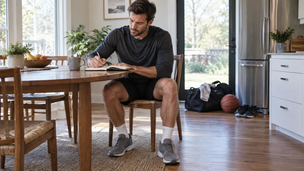 Recreational basketball player recording the next-morning response after a game