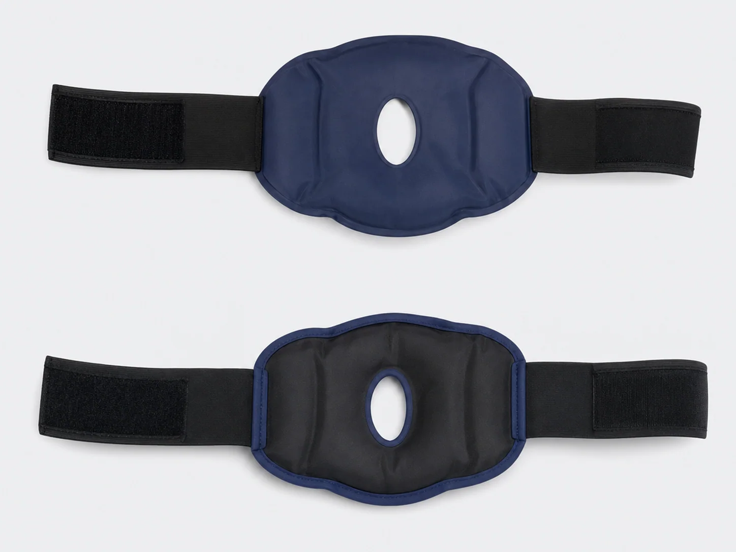 Front and skin-facing views of the FlexiKnee Reusable Knee Ice Pack Wrap